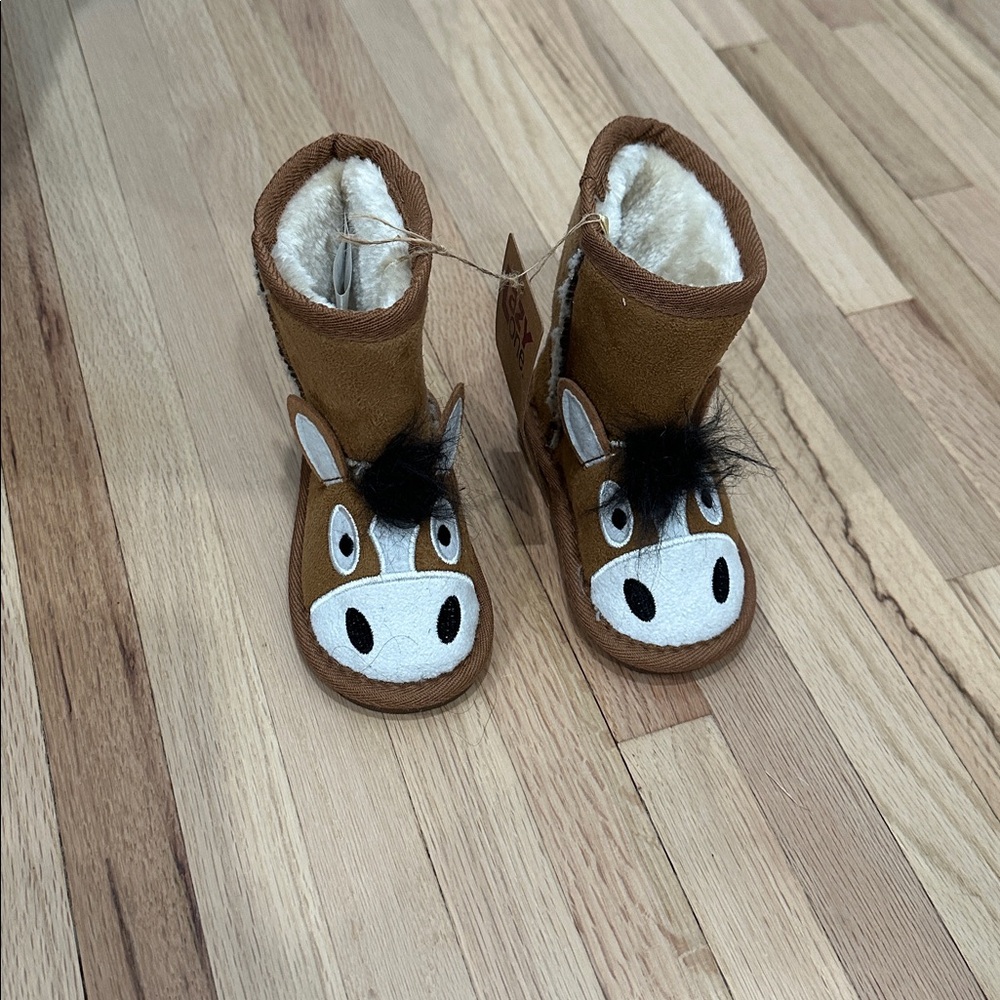 Lazy One Tan Horse Baby Booties